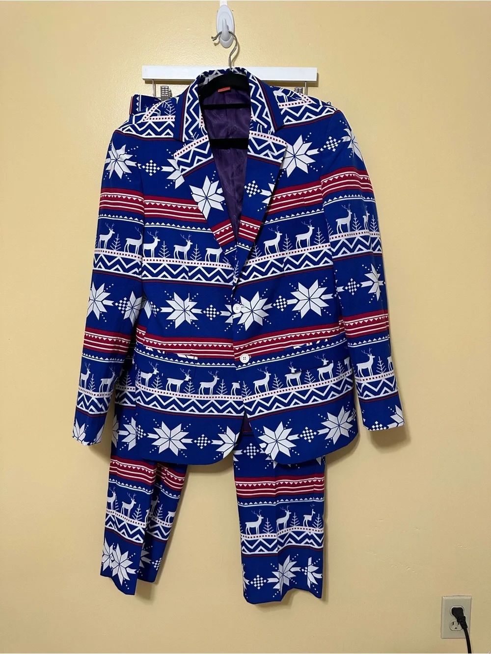 OpposuitsThe Rudolph Christmas Suit Novelty Reindeer Snowflake Men 40 Blue